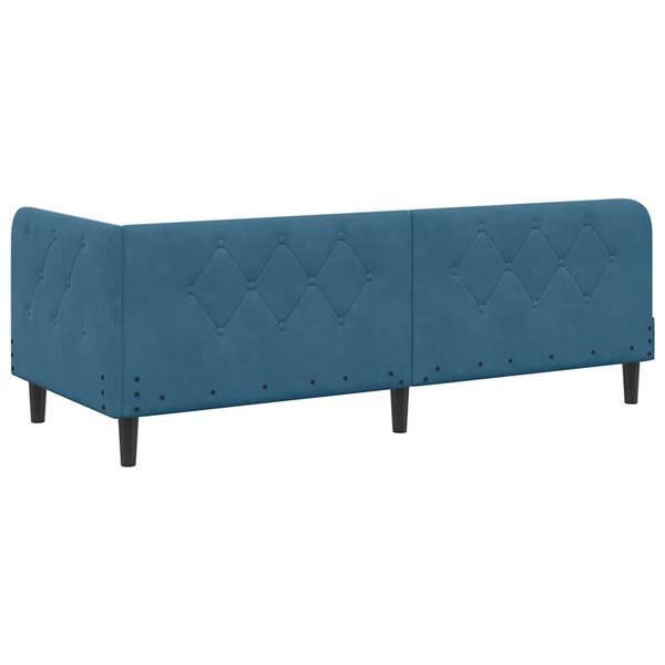 Grote foto vidaxl hoekbedframe met hoofdeinde blauw 80 x 200 cm fluweel antiek en kunst stoelen en banken