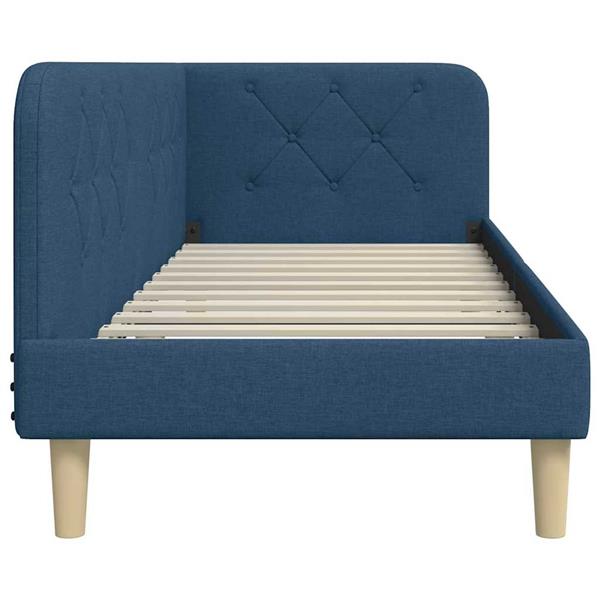 Grote foto vidaxl hoekbedframe met hoofdeinde blauw 80 x 200 cm stof antiek en kunst stoelen en banken