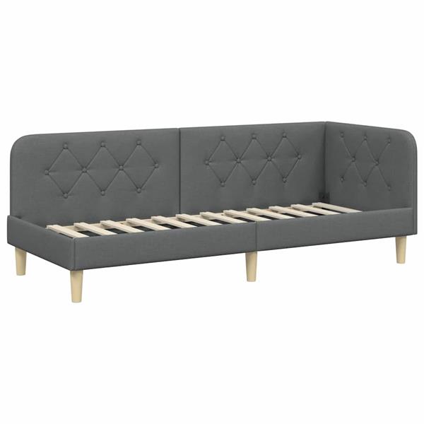 Grote foto vidaxl hoekbedframe met hoofdeinde donkergrijs 80 x 200 cm stof antiek en kunst stoelen en banken