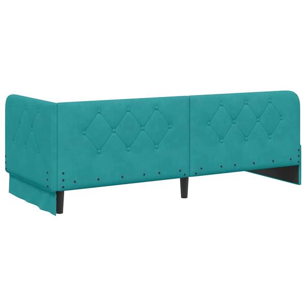 Grote foto vidaxl hoekbedframe met hoofdeinde turquoise 80 x 200 cm fluweel antiek en kunst stoelen en banken