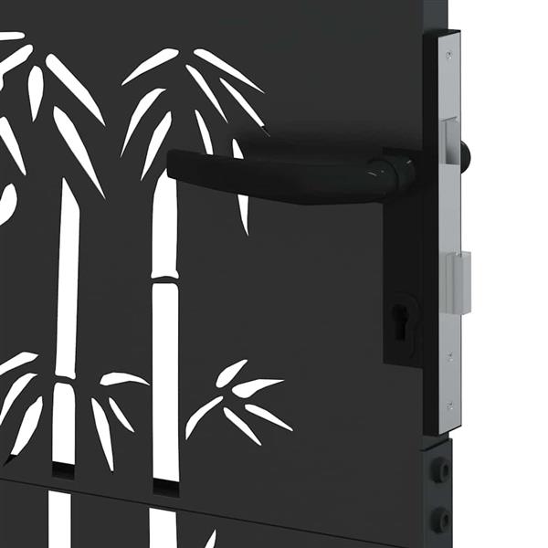 Grote foto vidaxl tuinpoort met slot zwart 85 x 150 cm poedergecoat staal tuin en terras hekken en schuttingen