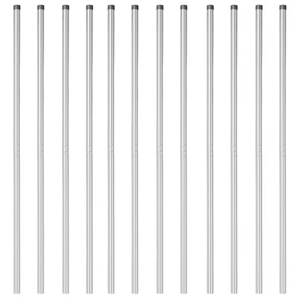 Grote foto vidaxl afrasteringspaal 12 pcs zilver poedergecoat staal tuin en terras overige tuin en terras