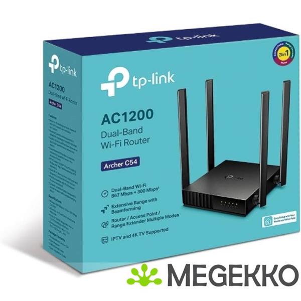 Grote foto tp link archer c54 draadloze router fast ethernet dual band 2.4 ghz 5 ghz zwart computers en software netwerkkaarten routers en switches