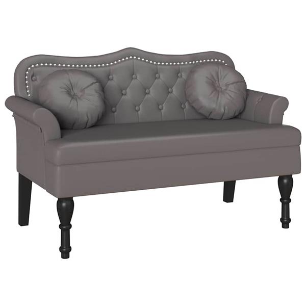 Grote foto vidaxl chesterfield bank met kussen grijs 120 5 x 65 x 75 cm nep leer huis en inrichting overige huis en inrichting