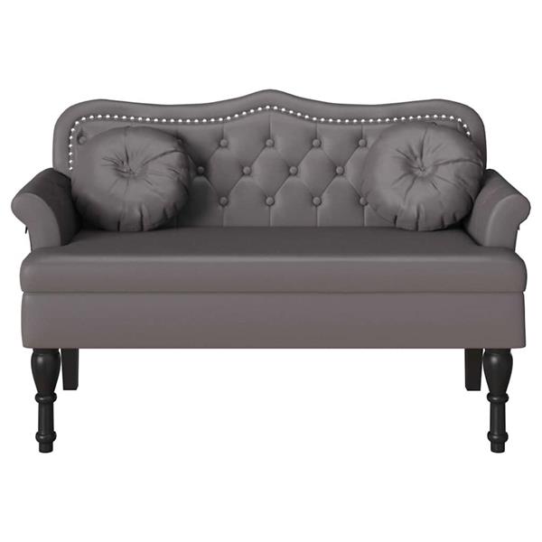 Grote foto vidaxl chesterfield bank met kussen grijs 120 5 x 65 x 75 cm nep leer huis en inrichting overige huis en inrichting