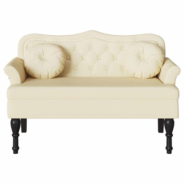 Grote foto vidaxl chesterfield bank met kussen cr me 120 5 x 65 x 75 cm nep leer huis en inrichting overige huis en inrichting