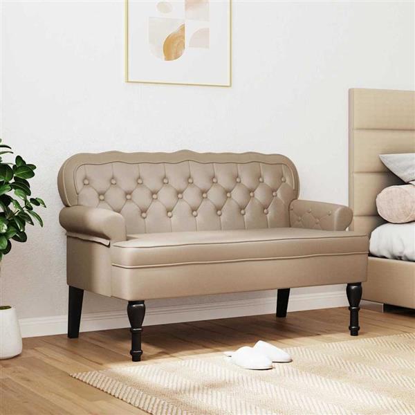 Grote foto vidaxl chesterfield bank cappuccino 119.5 x 64.5 x 75 cm nep leer huis en inrichting overige huis en inrichting