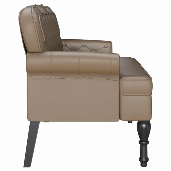 Grote foto vidaxl chesterfield bank cappuccino 119.5 x 64.5 x 75 cm nep leer huis en inrichting overige huis en inrichting