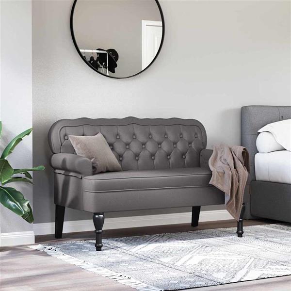 Grote foto vidaxl chesterfield bank grijs 119 5 x 64 5 x 75 cm nep leer huis en inrichting overige huis en inrichting