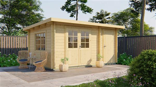 Grote foto blokhut tuinhuis santander 34 mm vuren tuin en terras tuinhuisjes en blokhutten