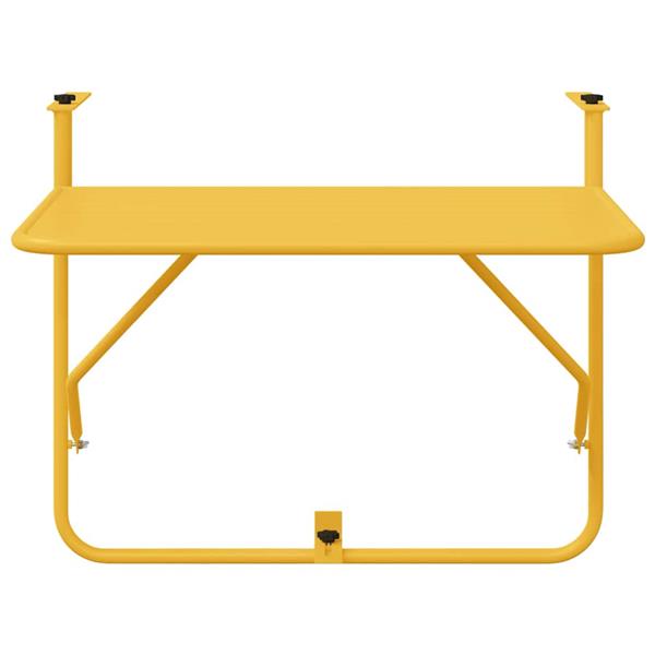 Grote foto vidaxl hangende balkon tafel mosterdgeel 60 x 39 x 65 cm staal tuin en terras tuinmeubelen