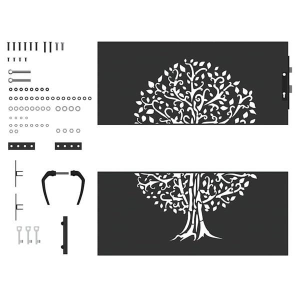 Grote foto vidaxl tuinpoort met slot zwart 85 x 100 cm poedergecoat staal tuin en terras hekken en schuttingen