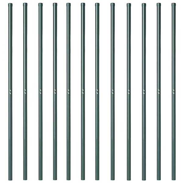 Grote foto vidaxl afrasteringspaal 12 pcs groen poedergecoat staal tuin en terras overige tuin en terras
