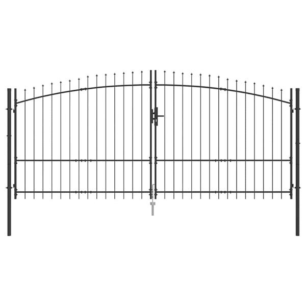 Grote foto vidaxl tuinpoort met slot grijs 175 x 400 cm staal tuin en terras hekken en schuttingen