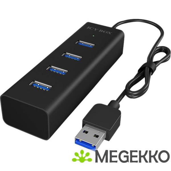 Grote foto icy box 4 poorten hub usb 3.0 zwart ib hub1409 u3 computers en software overige computers en software