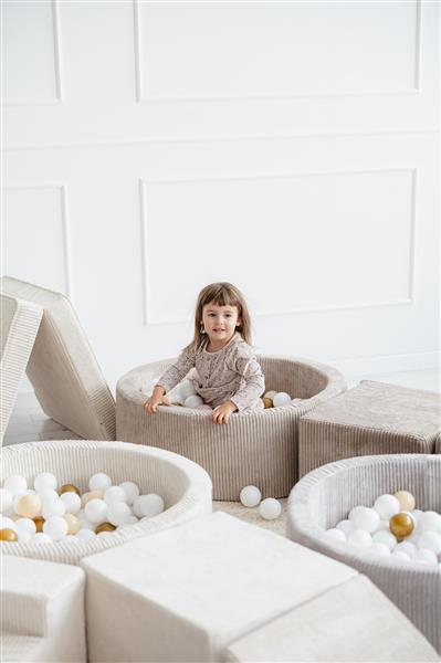 Grote foto speelset 3 elementen rib ballenbad 90x30 dark beige incl. 200 ballen dark beige kinderen en baby overige