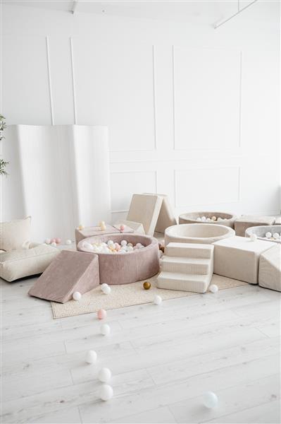 Grote foto speelset 3 elementen rib ballenbad 90x30 dark beige incl. 200 ballen dark beige kinderen en baby overige