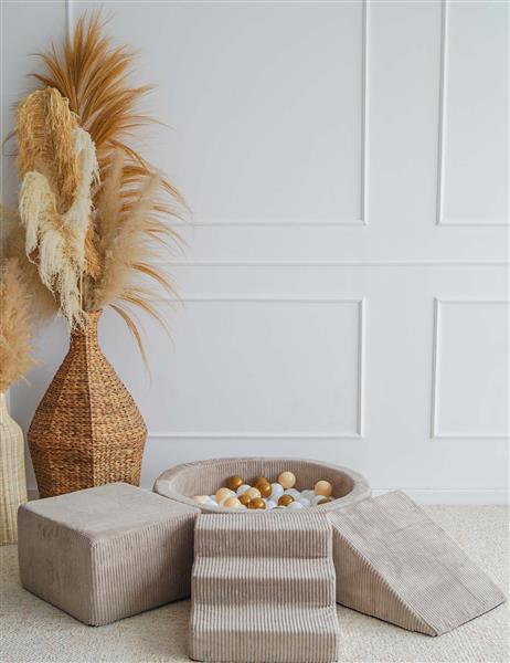Grote foto speelset 3 elementen rib ballenbad 90x30 dark beige incl. 200 ballen dark beige kinderen en baby overige