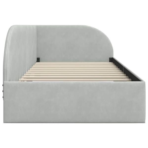 Grote foto vidaxl hoekbedframe met hoofdeinde lichtgrijs 90 cm x 190 cm fluweel antiek en kunst stoelen en banken