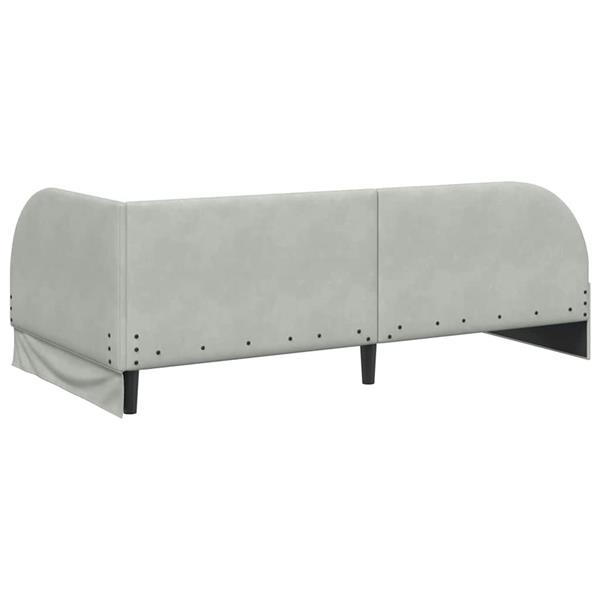 Grote foto vidaxl hoekbedframe met hoofdeinde lichtgrijs 90 cm x 190 cm fluweel antiek en kunst stoelen en banken