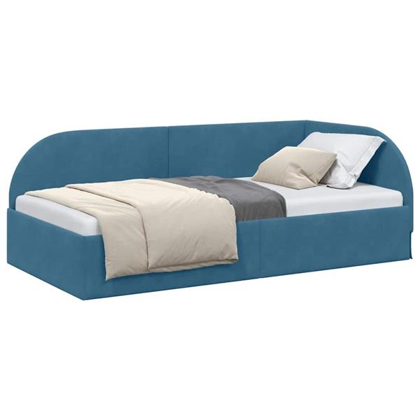 Grote foto vidaxl hoekbedframe met hoofdeinde blauw 90 cm x 190 cm fluweel antiek en kunst stoelen en banken