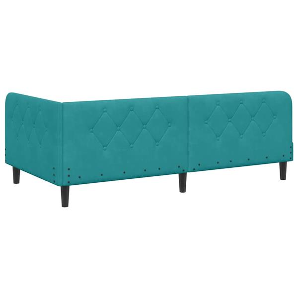 Grote foto vidaxl hoekbedframe met hoofdeinde turquoise 90 x 190 cm fluweel antiek en kunst stoelen en banken