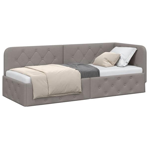 Grote foto vidaxl hoekbedframe met hoofdeinde taupe 80 x 200 cm stof antiek en kunst stoelen en banken