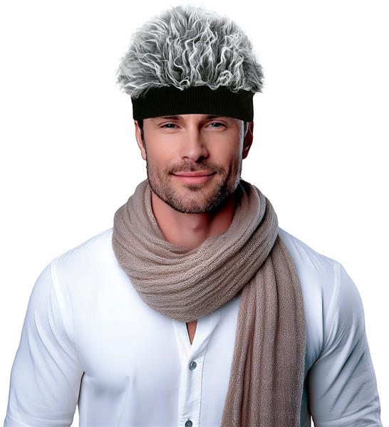 Grote foto grijze pruik met band volwassen verzamelen overige verzamelingen