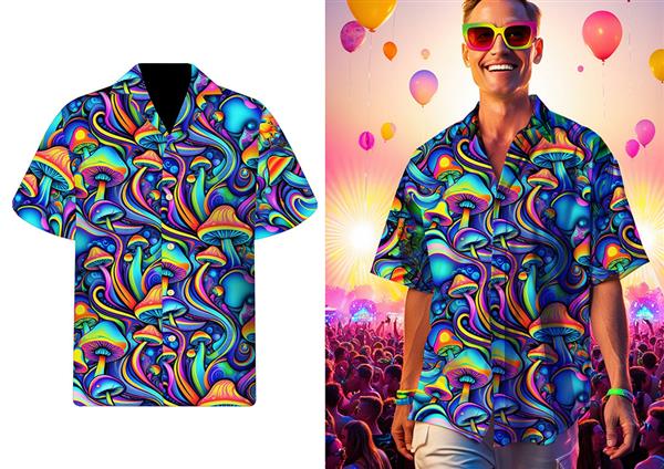 Grote foto psychedelic shrooms shirt verzamelen overige verzamelingen