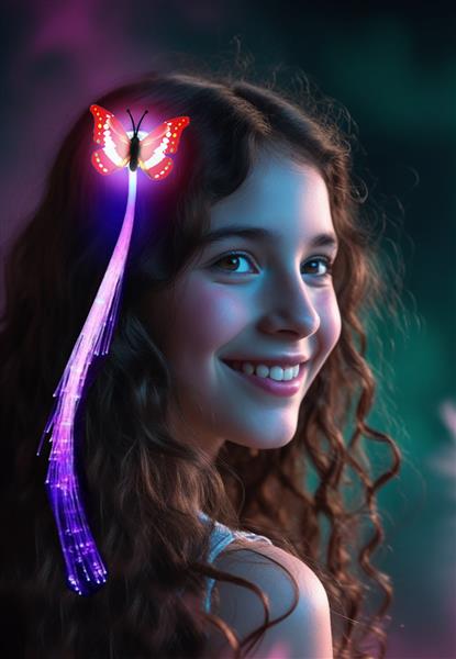 Grote foto 33 cm optical fiber led tuft with butterfly verzamelen overige verzamelingen