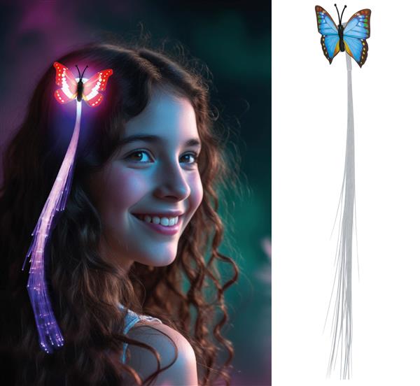 Grote foto 33 cm optical fiber led tuft with butterfly verzamelen overige verzamelingen