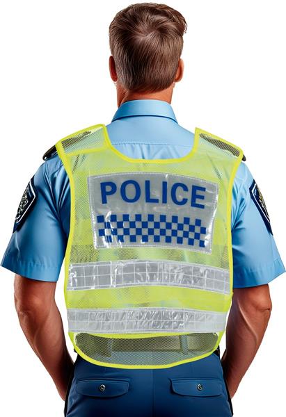 Grote foto politie vest blauw geel verzamelen overige verzamelingen