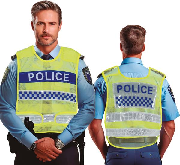 Grote foto politie vest blauw geel verzamelen overige verzamelingen