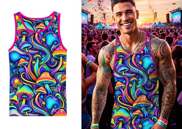 Grote foto psychedelic mushroom t shirt adult verzamelen overige verzamelingen