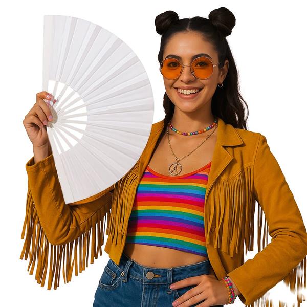 Grote foto 60x30 cm fabric fan white verzamelen overige verzamelingen