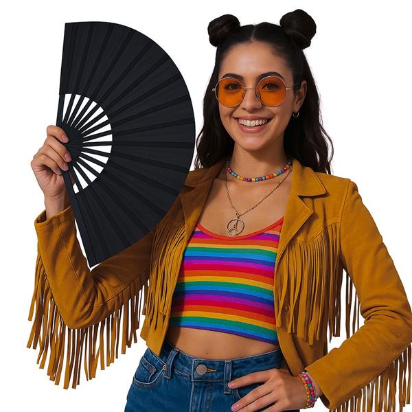 Grote foto 60x30 cm fabric fan black verzamelen overige verzamelingen