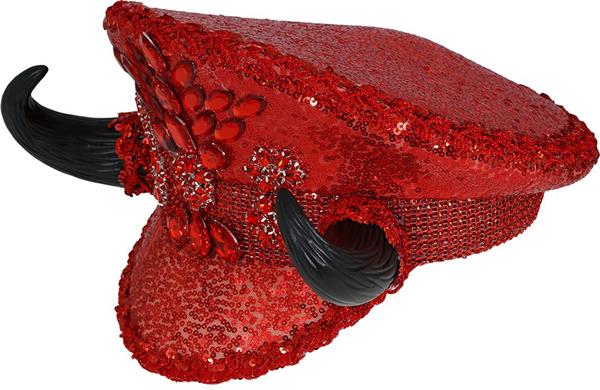 Grote foto police red hat with horns adult verzamelen overige verzamelingen