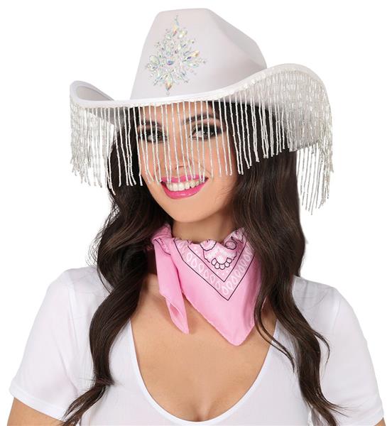 Grote foto witte cowboyhoed met franjes verzamelen overige verzamelingen