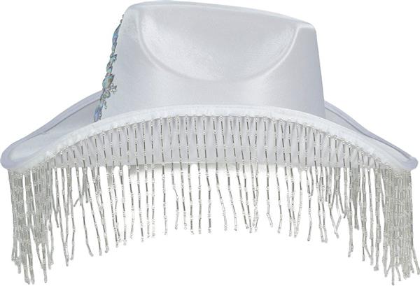 Grote foto witte cowboyhoed met franjes verzamelen overige verzamelingen