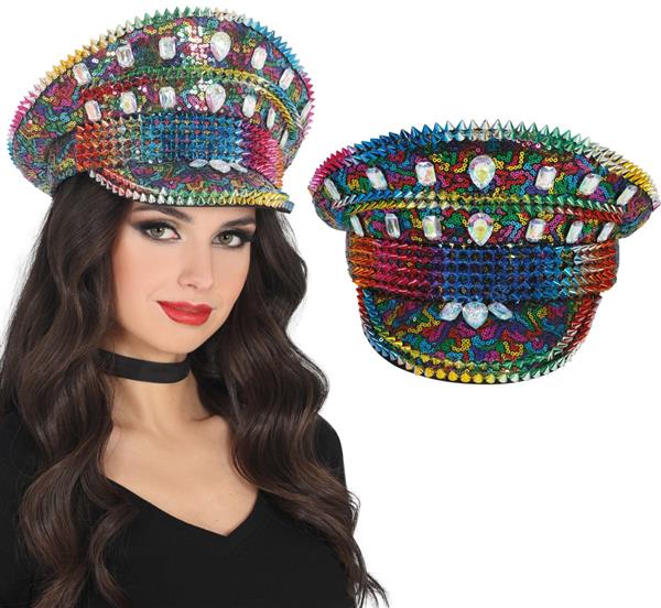 Grote foto police multicolor hat with studs adult verzamelen overige verzamelingen