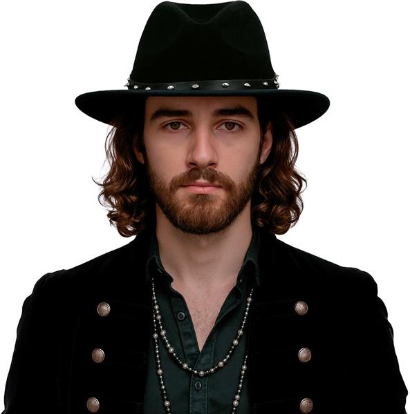 Grote foto zwarte vilten cowboyhoed met studs voor volwassenen verzamelen overige verzamelingen