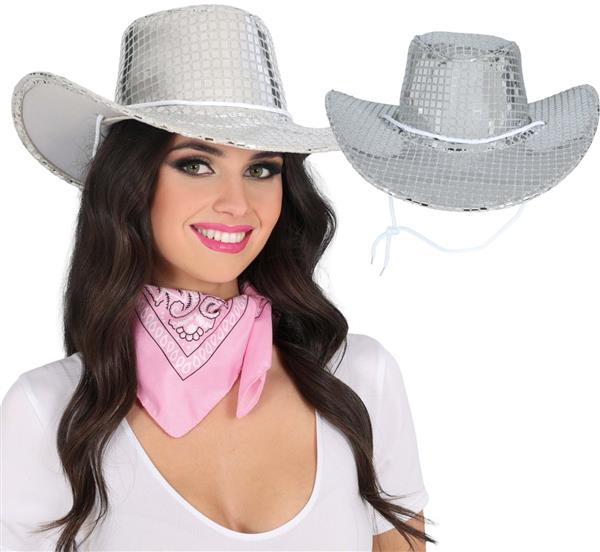 Grote foto 80s silver disco cowboy hat adult verzamelen overige verzamelingen