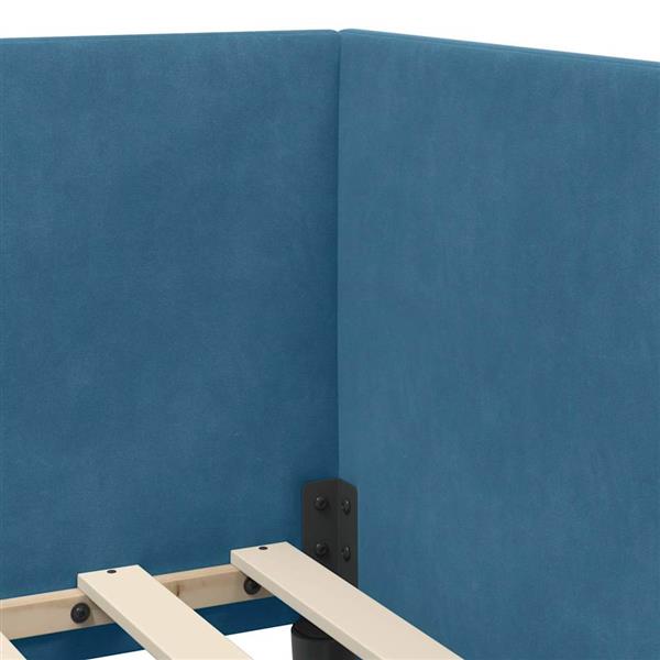 Grote foto vidaxl hoekbedframe met hoofdeinde blauw 100 cm x 200 cm fluweel antiek en kunst stoelen en banken