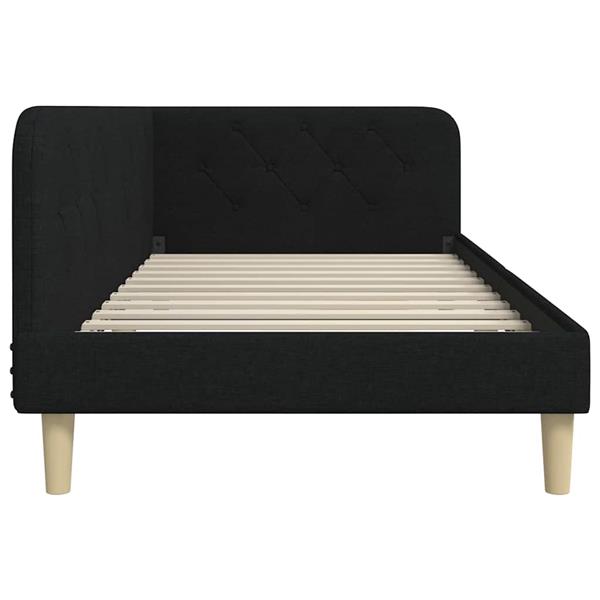 Grote foto vidaxl hoekbedframe met hoofdeinde zwart 90 x 190 cm stof antiek en kunst stoelen en banken