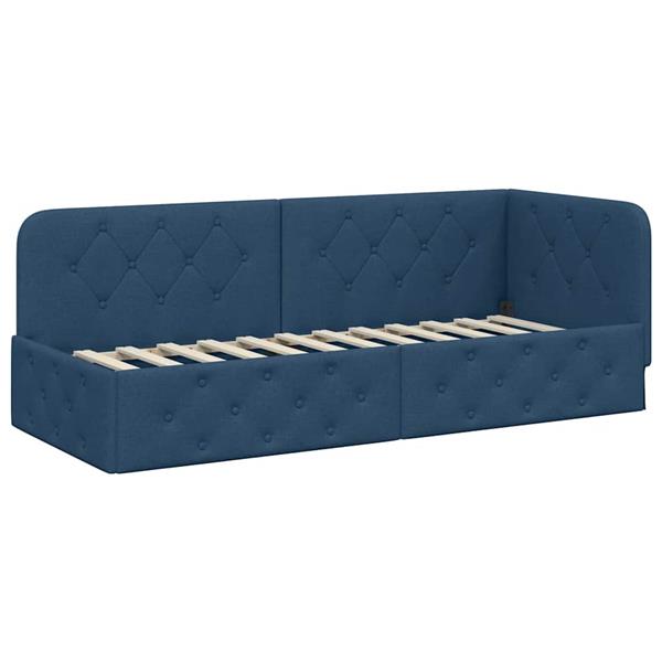 Grote foto vidaxl hoekbedframe met hoofdeinde blauw 80 x 200 cm stof antiek en kunst stoelen en banken