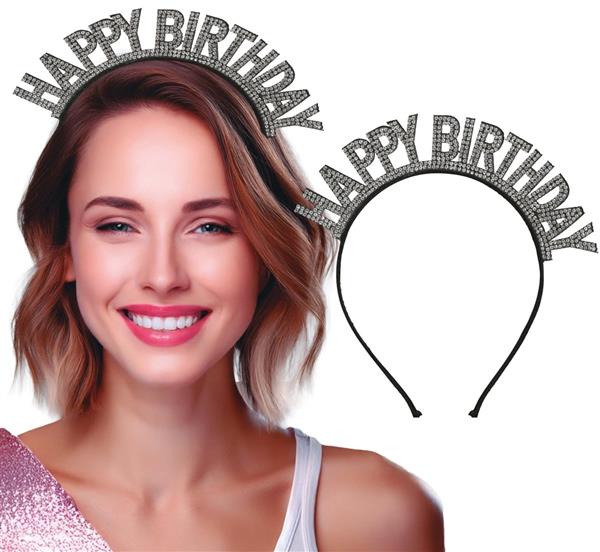 Grote foto happy birthday haarband zwart zilveren verzamelen overige verzamelingen