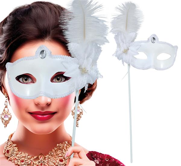 Grote foto witte oogmasker met stok verzamelen overige verzamelingen