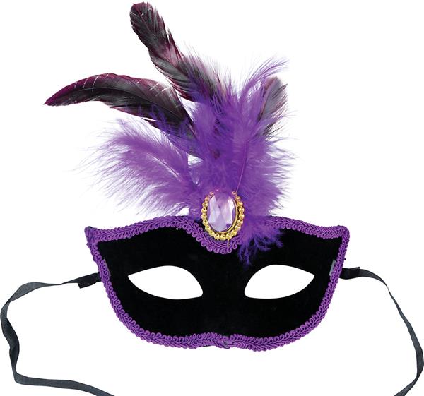 Grote foto black mask with lilac feathers adult verzamelen overige verzamelingen