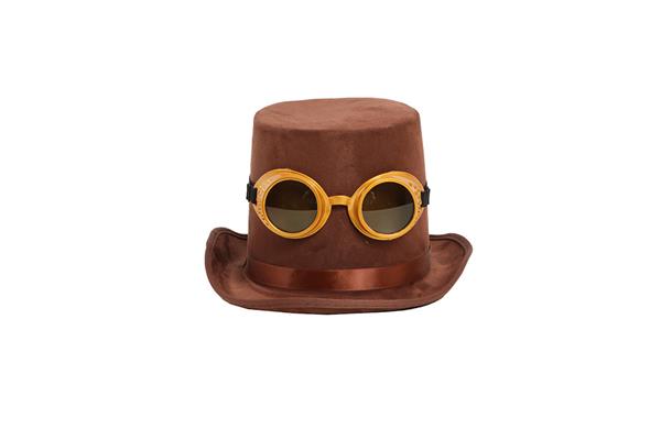 Grote foto brown felt fool hat with glasses adult verzamelen overige verzamelingen