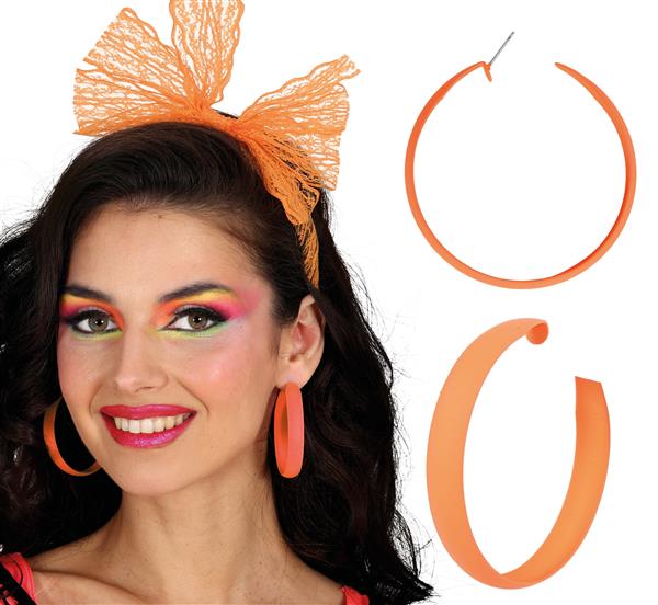 Grote foto neon hoop earrings oranje verzamelen overige verzamelingen